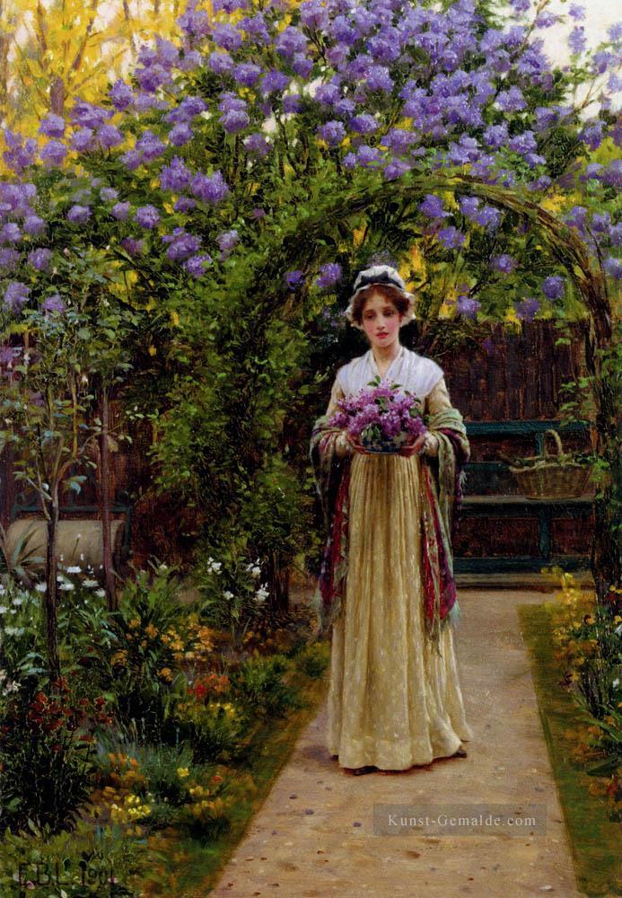 Flieder historischer Regency Edmund Leighton impressionistische Blumen Ölgemälde